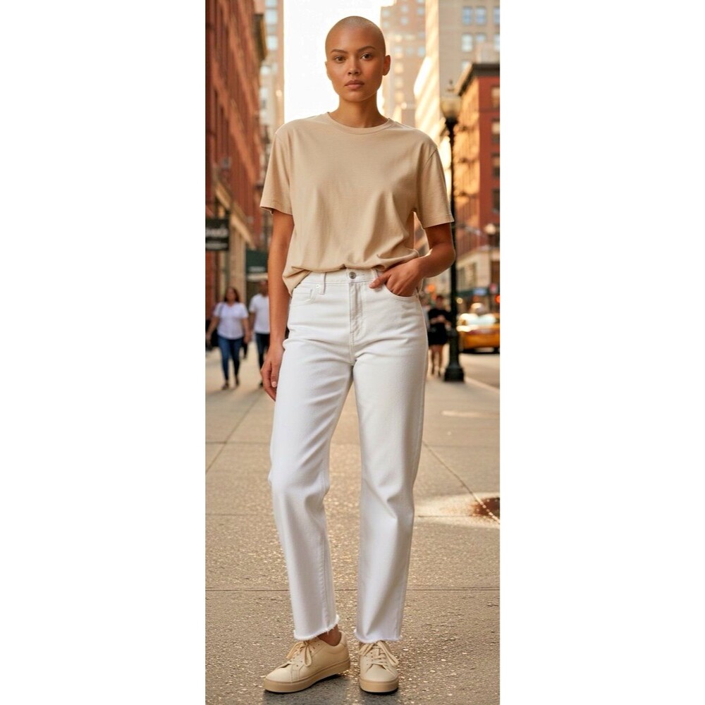Good American womens NEW white 5-pocket raw hem premium jeans sz 8/29